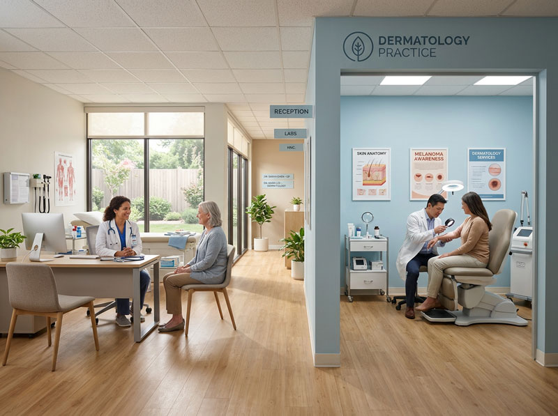 Dermatologische und allgemeinmedizinische Praxen